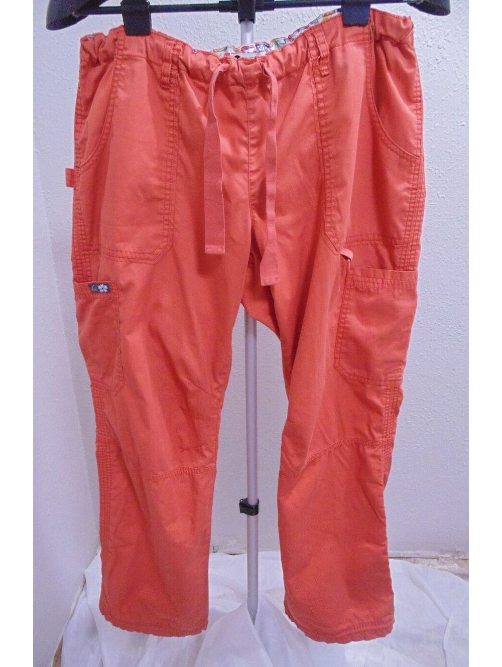 Koi Scrub Pants Lindsey Women’s Large Orange Coral Cargo Nursing Medical